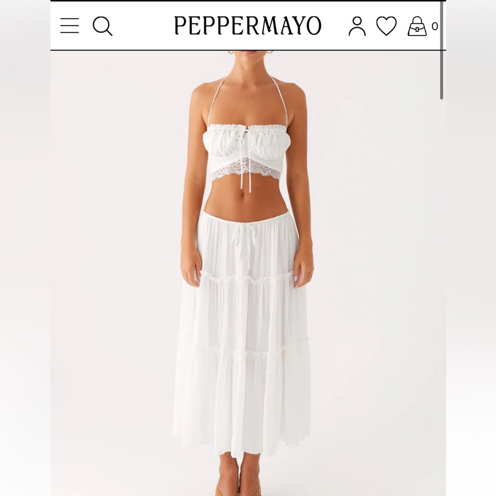Peppermayo White Halterneck Top and Skirt Set
